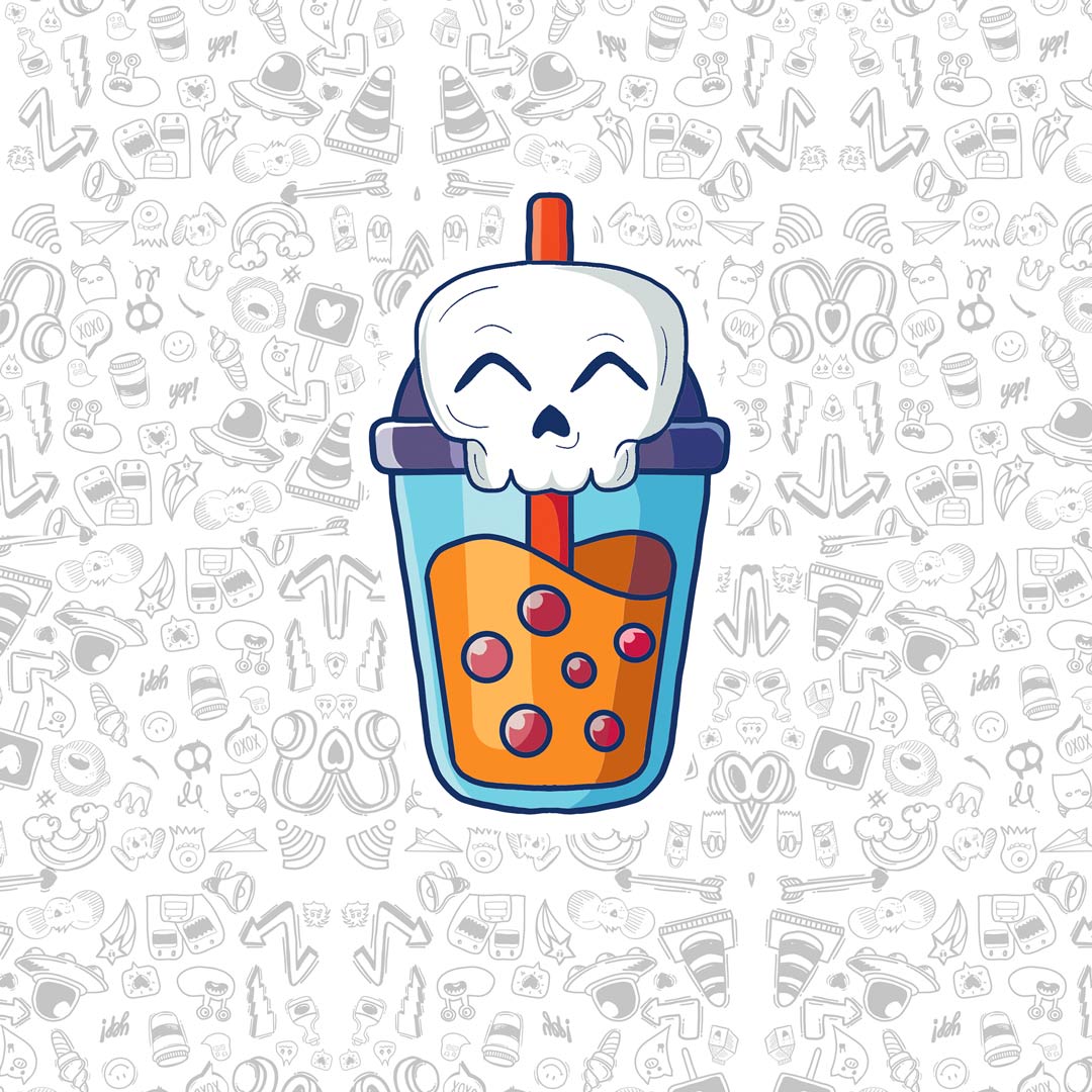 Boba Skull Sticker